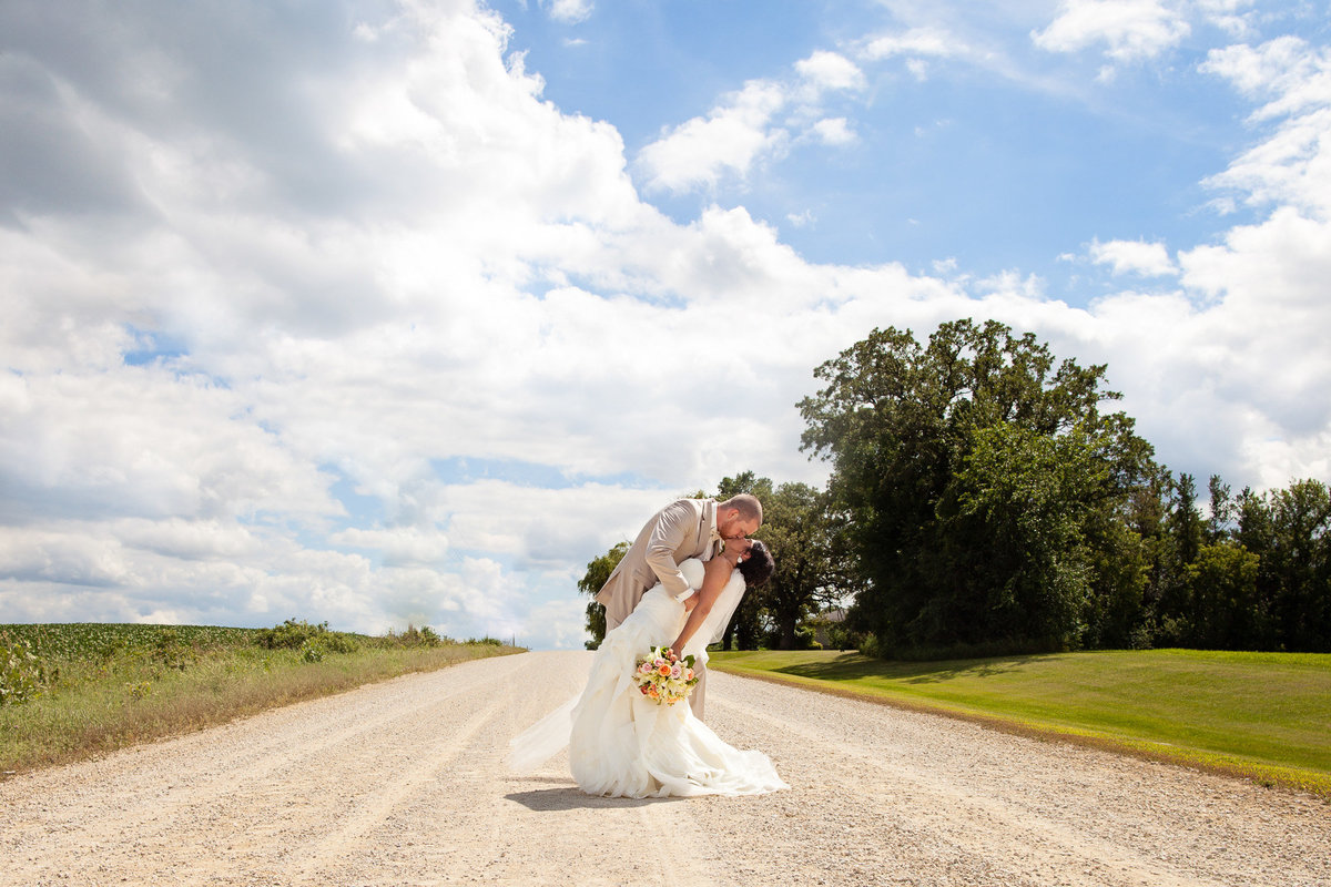 country road gravel bride and groom