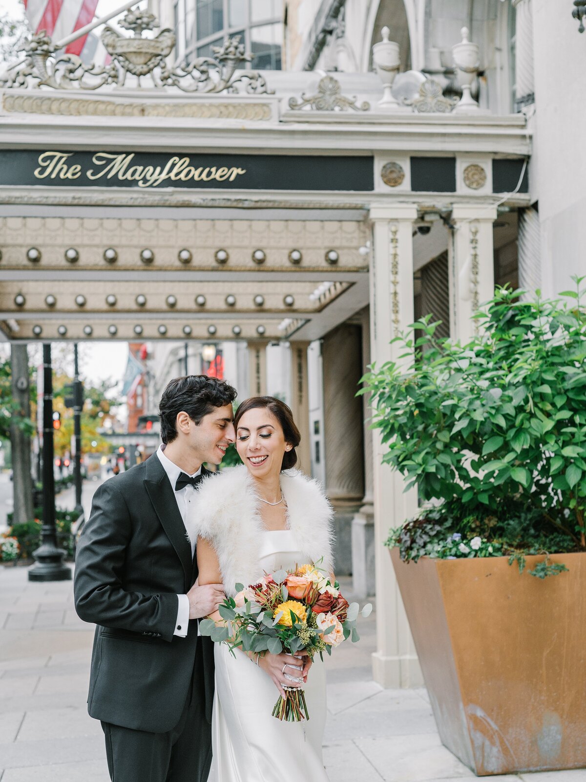 Event-Planning-DC-Washington-Wedding-Mayflower-Hotel-DC-Anna-&-Mateo-bride-groom-outside