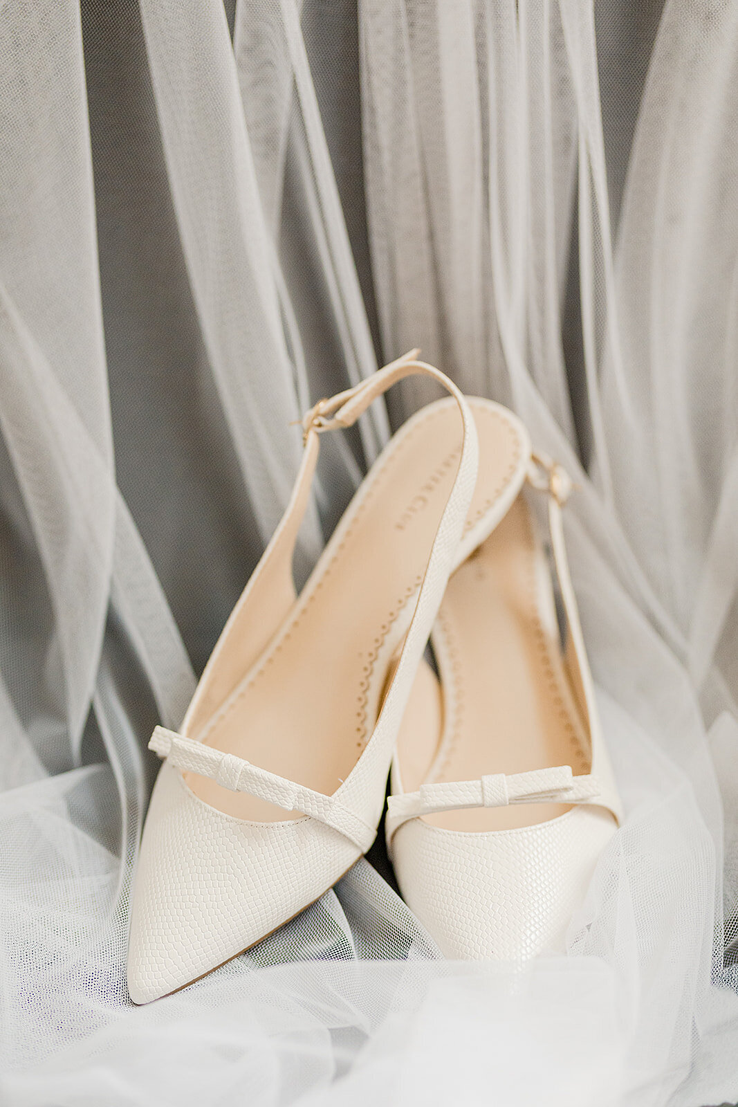 wedding shoes on a veil