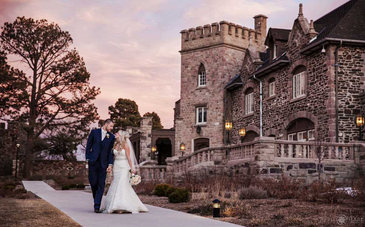 Denver Wedding Photographer at Highlands Ranch Mansion  at Sunset winter wedding