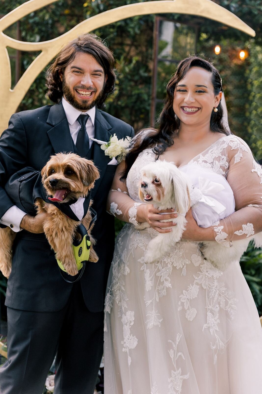 Bride and Groom with pups at The Acre Orlando Florida