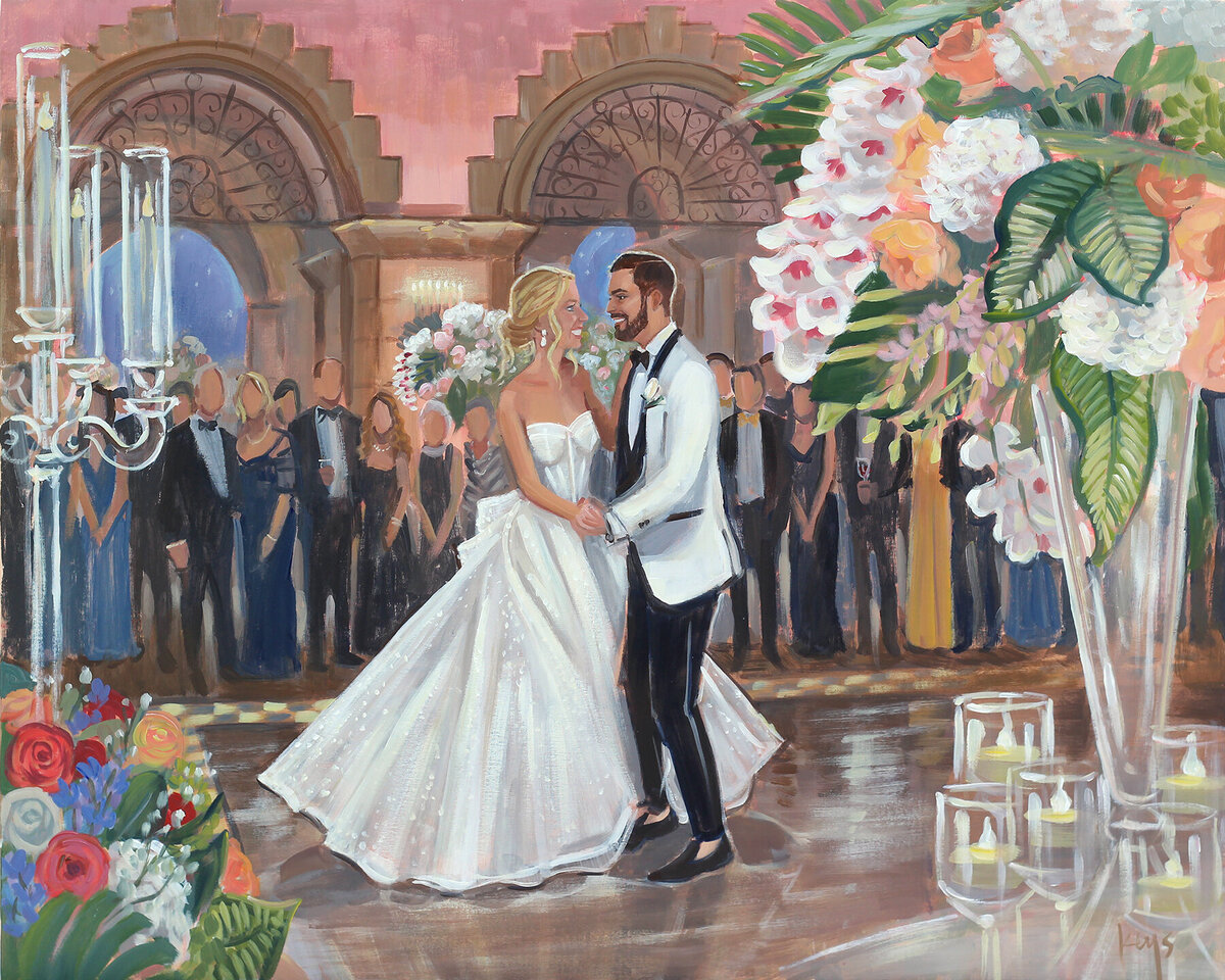 Jake and Megan, Flagler Museum, Palm Beach Florida, Live Wedding Painting, Ben Keys, web