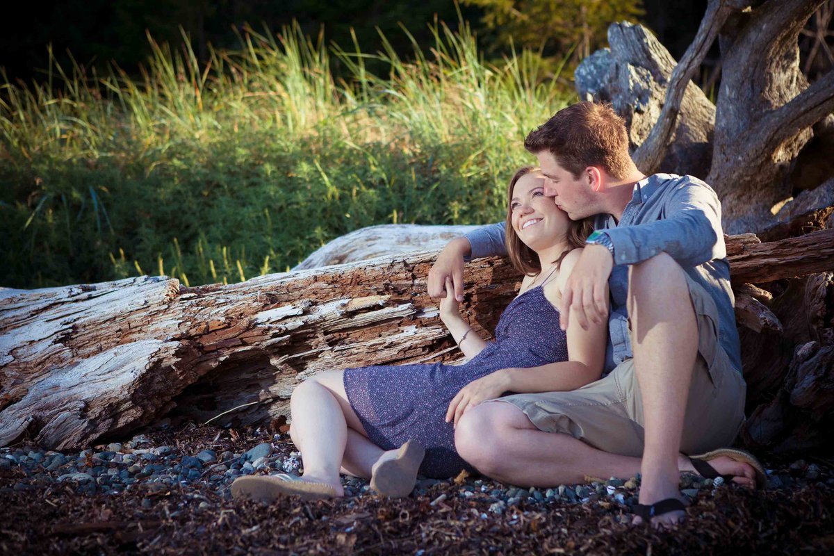 portrait of couple on beach in Parksville