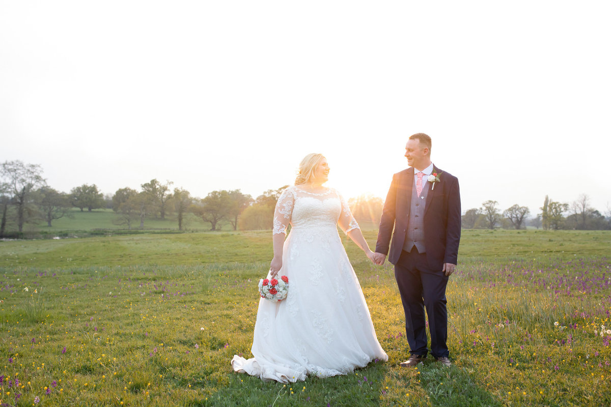 Bride and Groom at Sunset at Rockbeare Manor exeter_