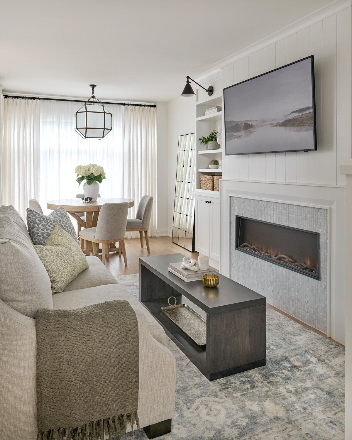 Burlington interior design project - living room with fireplace - Staci Edwards Interior Design