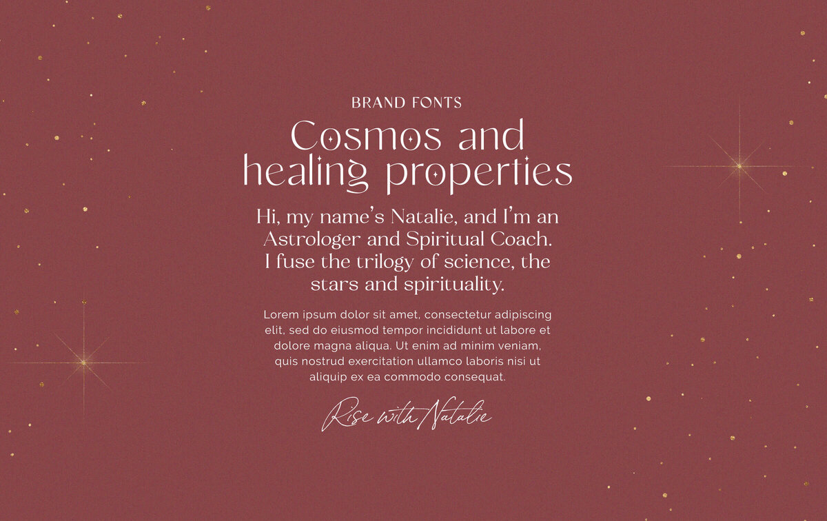 Brand fonts for a cosmic business