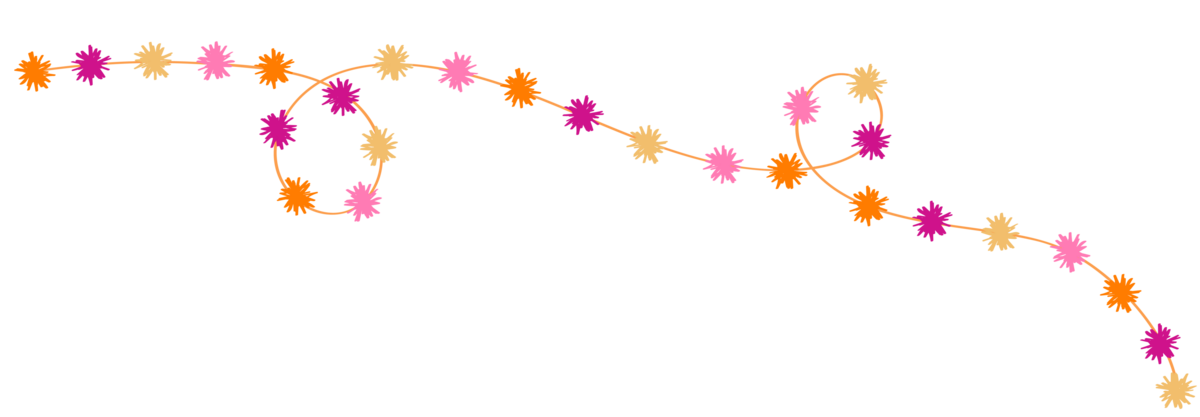 Branding graphic of a pompom Tassel Ribbon