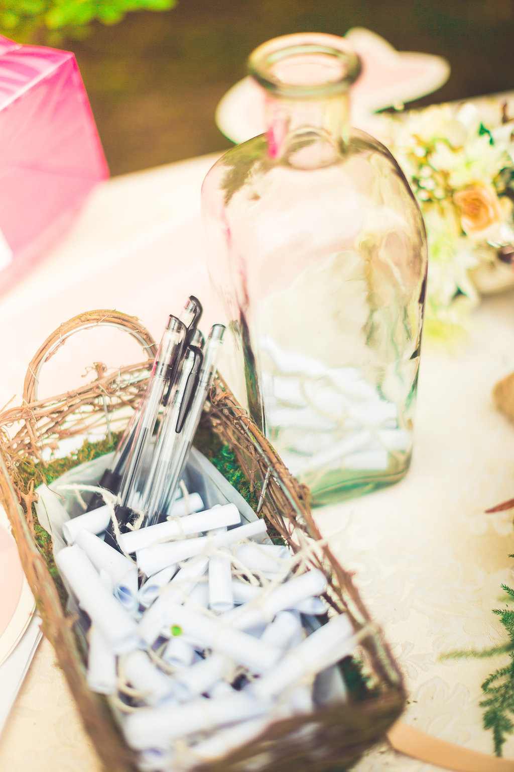 Wedding Photograph Of Ballpens and Rolled Papers in a Basket Los Angeles