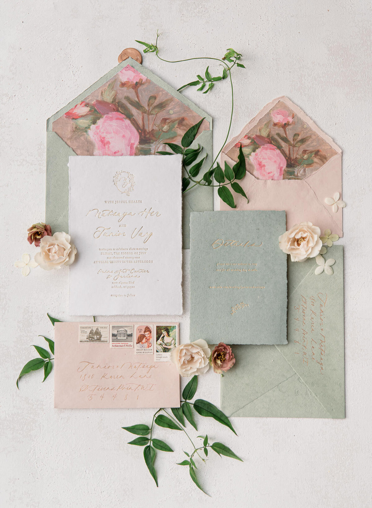 wedding invitations by amelia niu for a wisconsin wedding