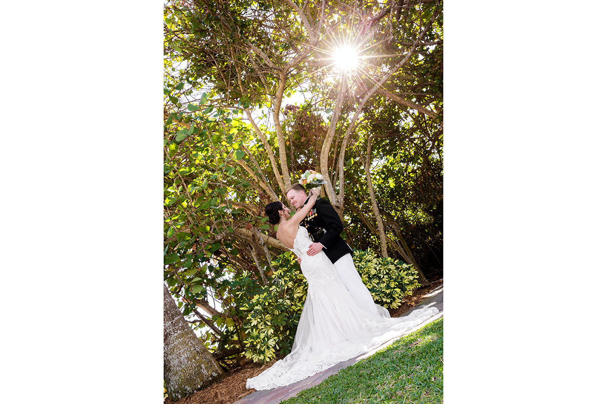 pink shell fort myers wedding photo military
