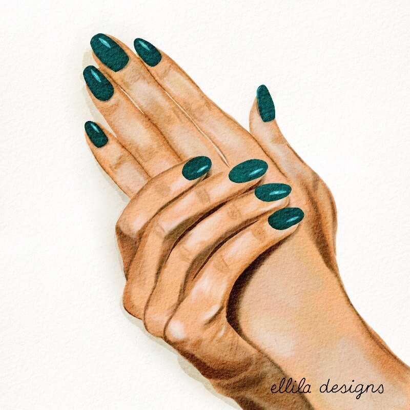 Hands manicure illustration Ellila Designs