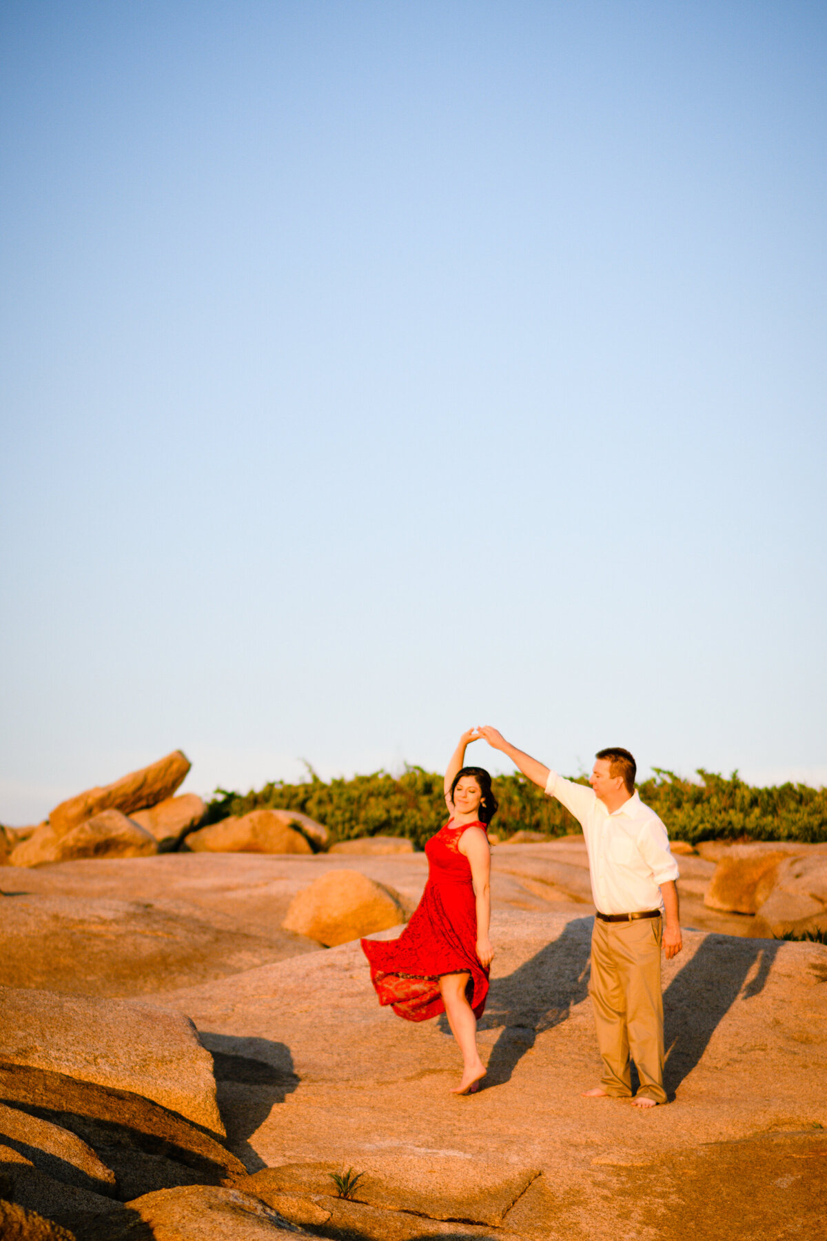 Sunset dance for MA engagement session