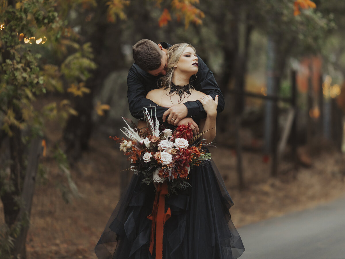 October wedding with black dress