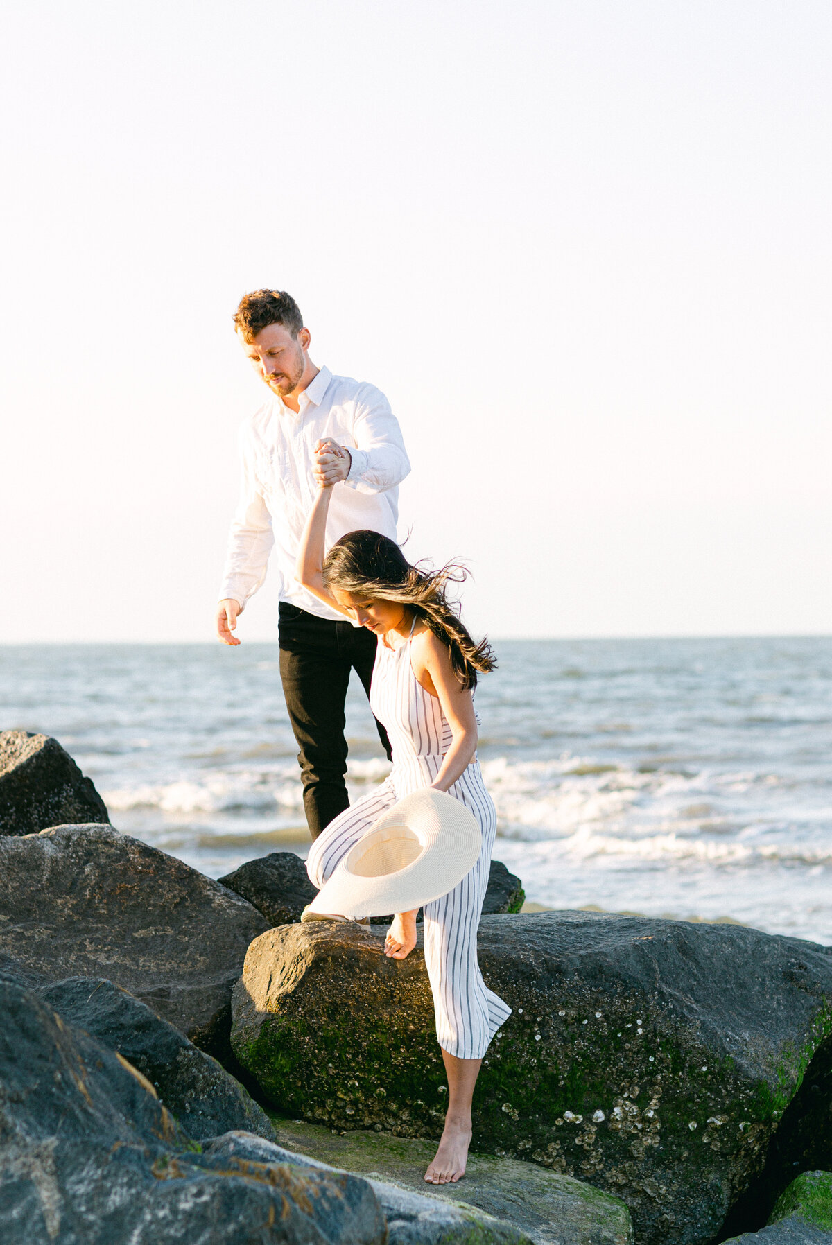 couple at the beach engagement