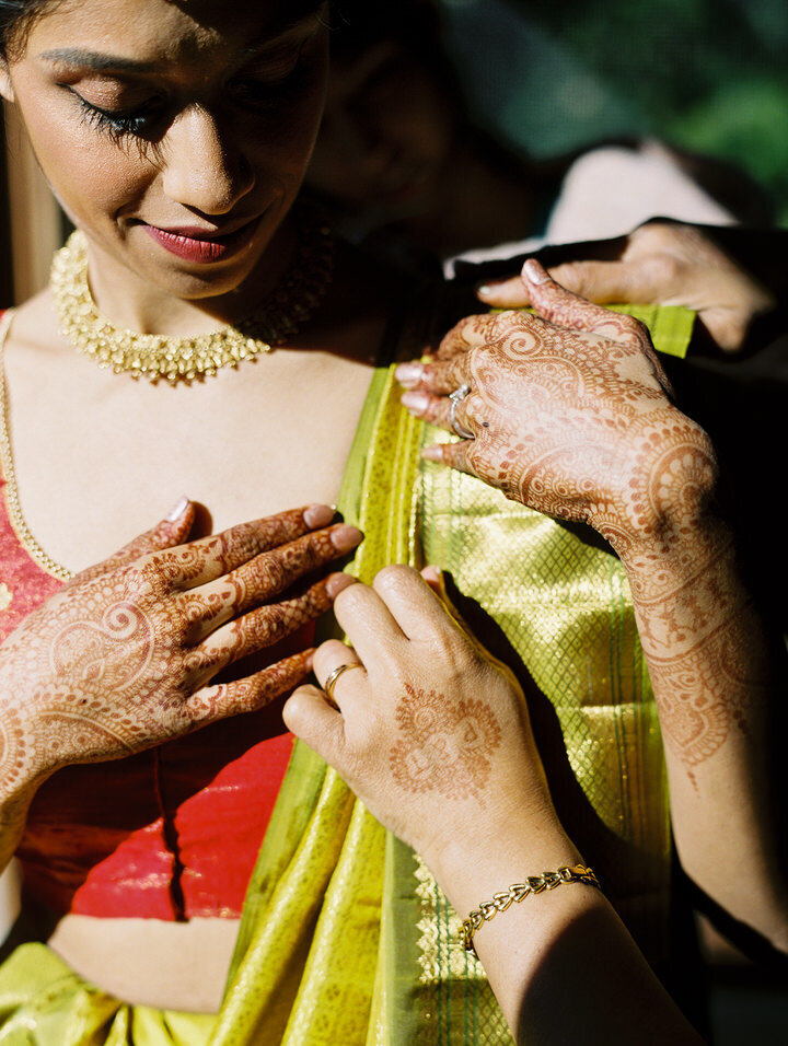 red and green indian wedding sar
