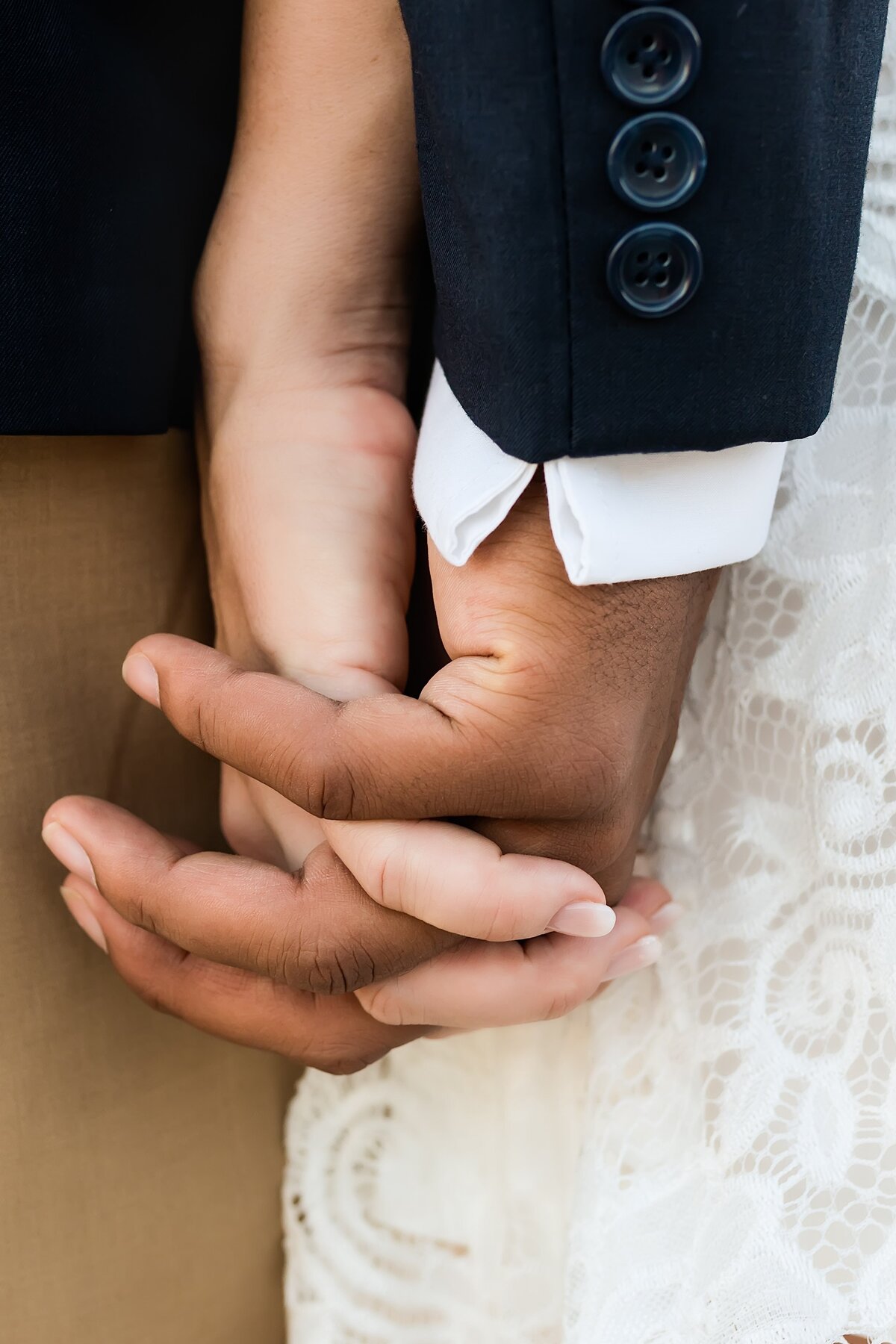 Elopement portrait of couple holding hands