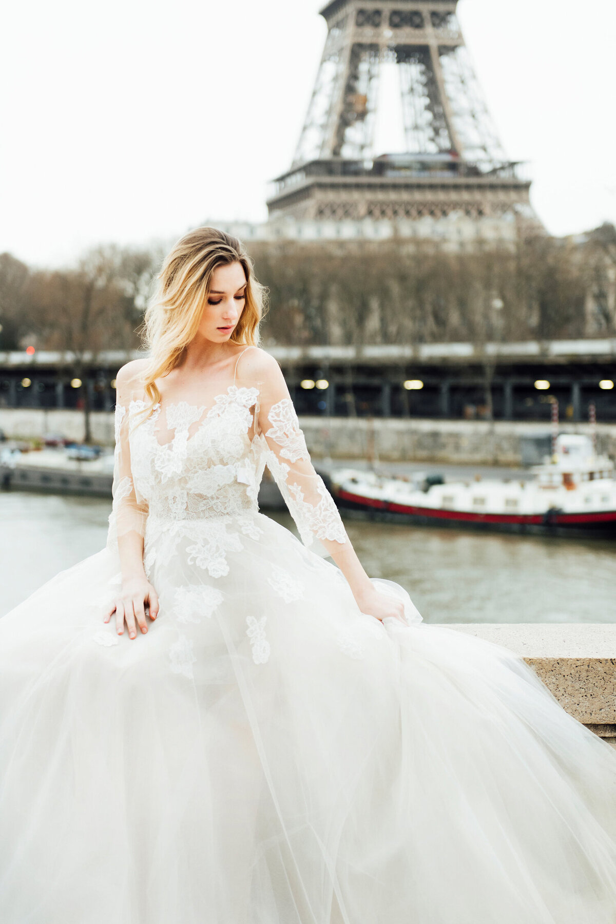 Katie Mitchell, Monique Lhuillier Bridal Paris France Wedding Trine Juel Hair and makeup 6
