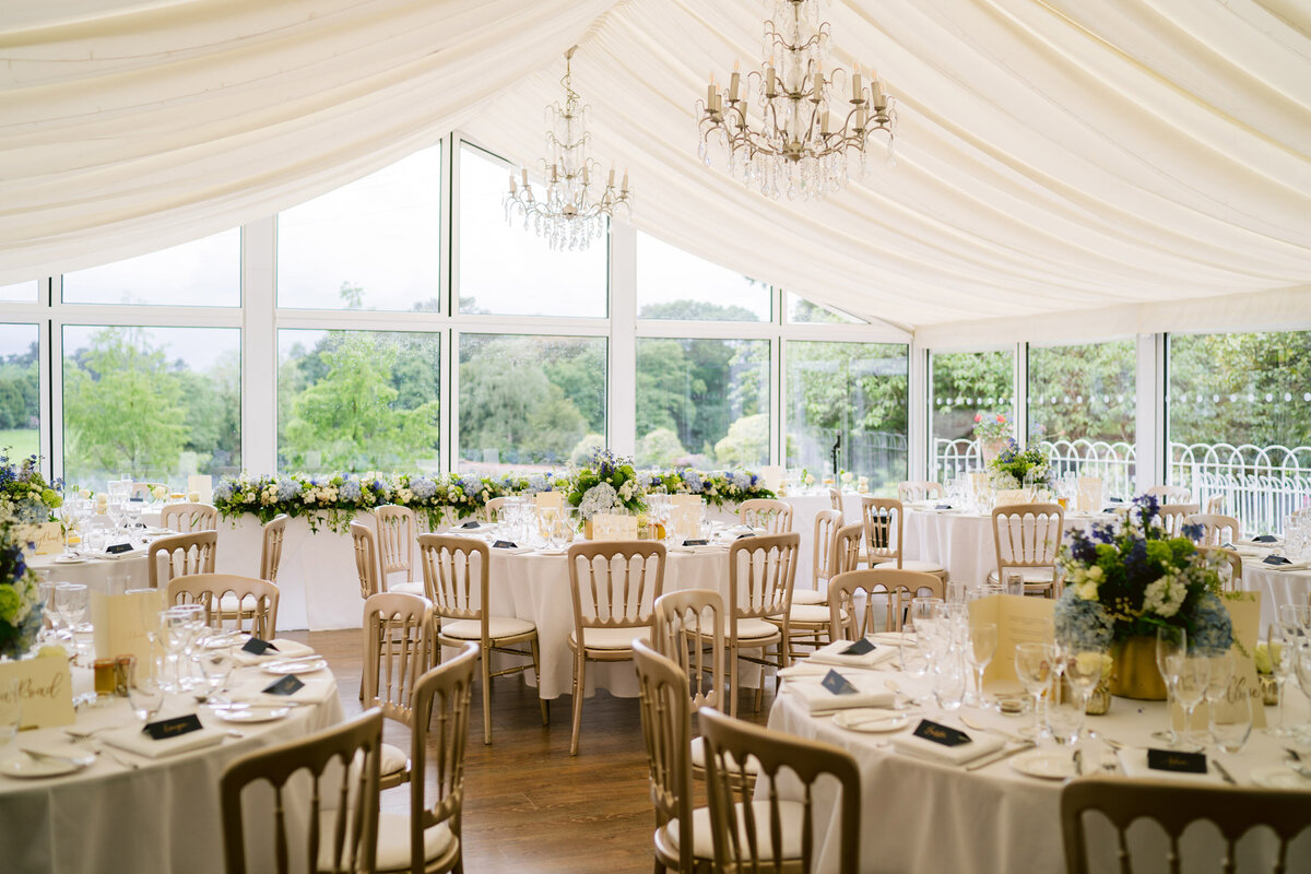 the wedding marquee decor at capesthorne hall