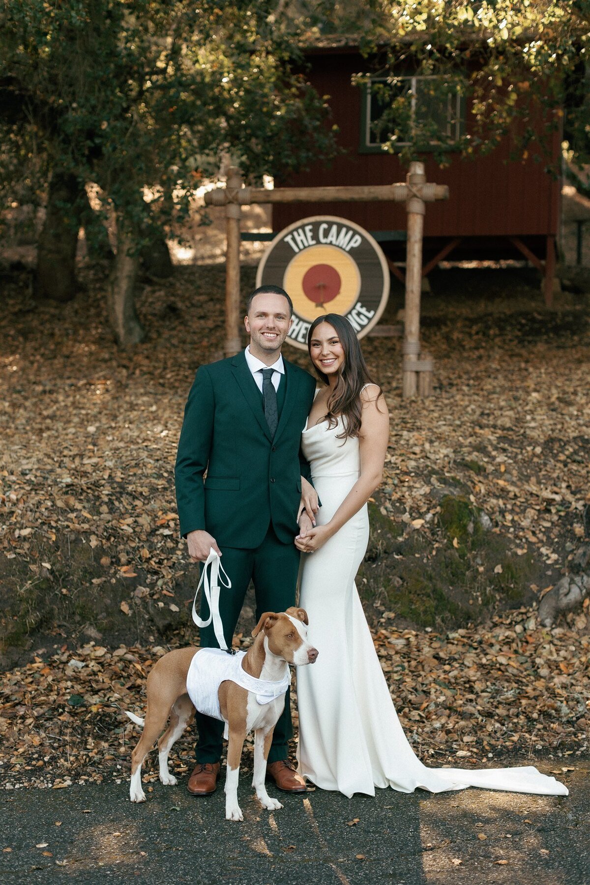 Carmel California bride groom and dog wedding