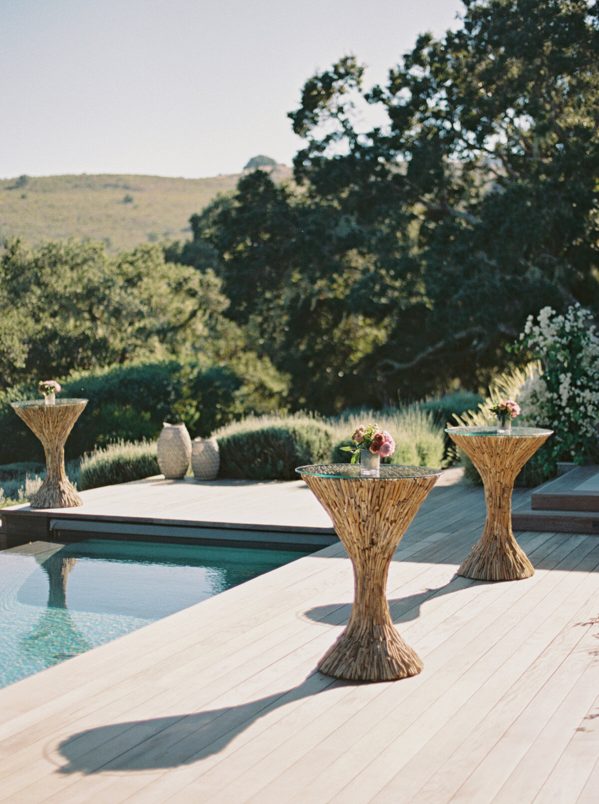 Cocktail Tables at a Private Home Wedding at the Preserve