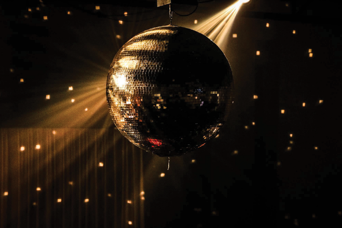 Disco ball with gold sparkles