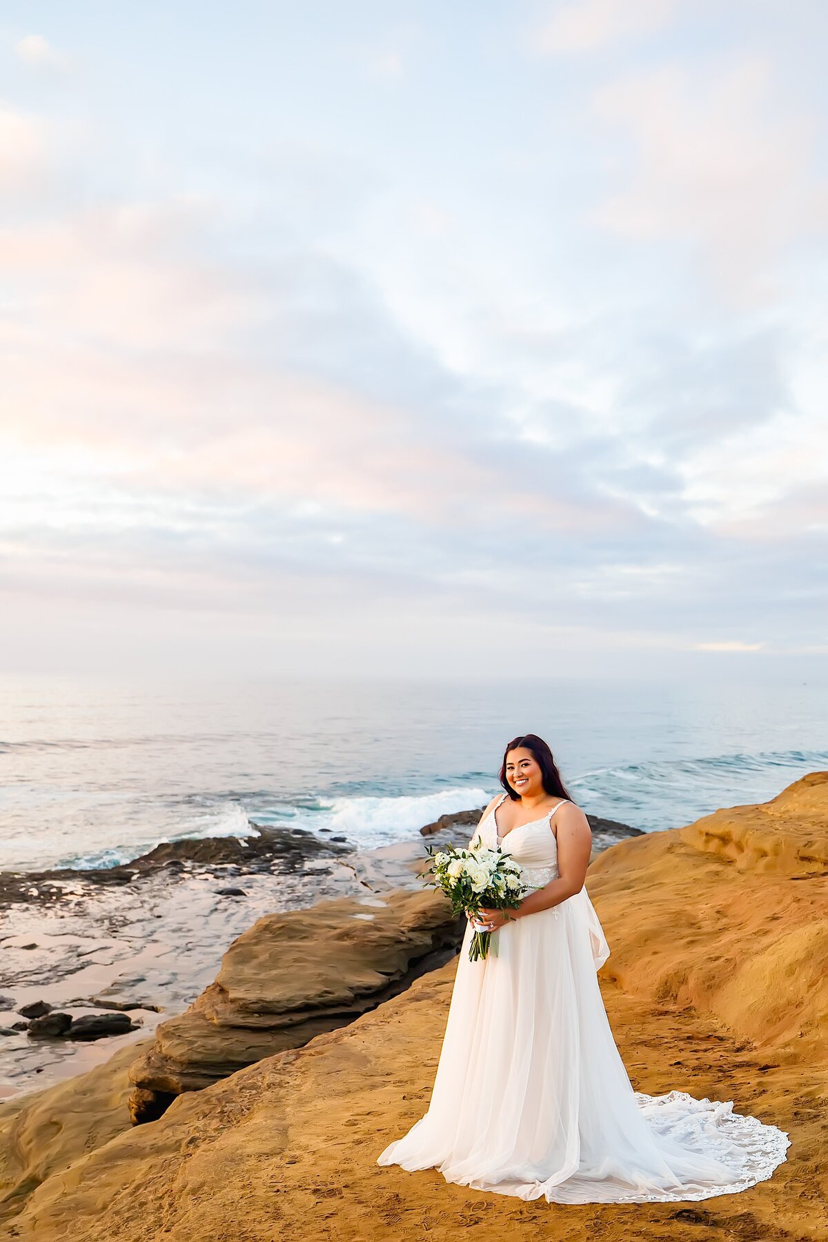 Bridal portrait at Sunset Cliffs in San Diego