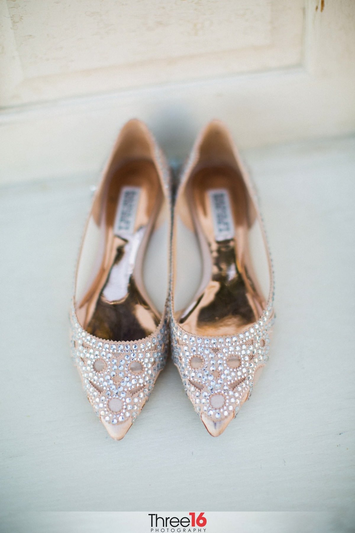 Bride's wedding day shoes prior to the ceremony