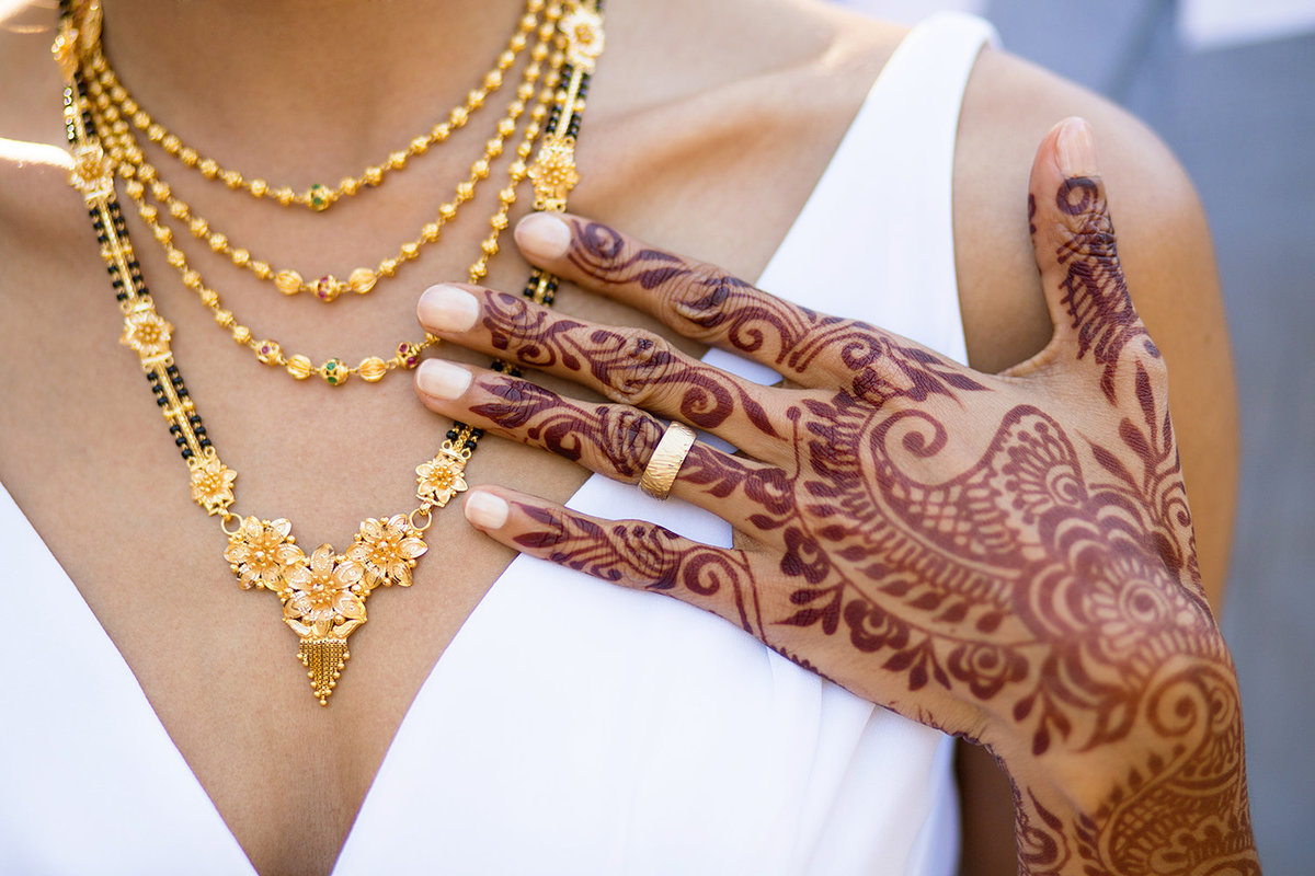 wedding photos hand and ring shot with henna