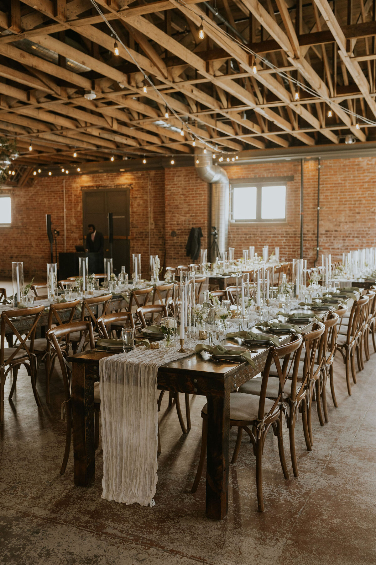 Wedding reception at the St Vrain for classic white and greenery wedding