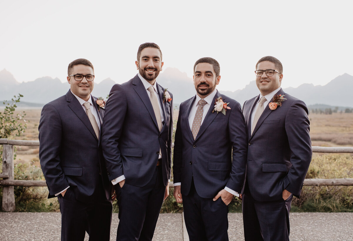 Photographers Jackson Hole capture groom with groomsmen