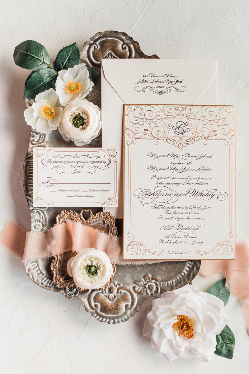 wedding stationery custom invitation suite plume and stone 48