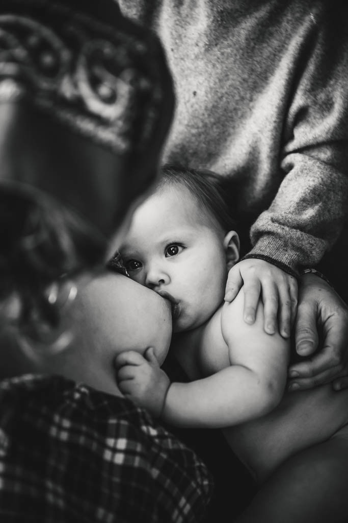 intimate breastfeeding photo during Bay Area motherhood in home session