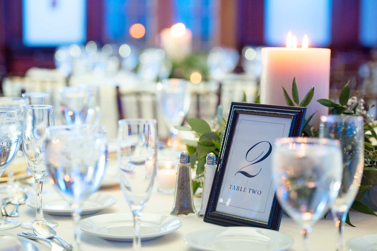 Wedding table numbers from The Mansion at Oyster Bay