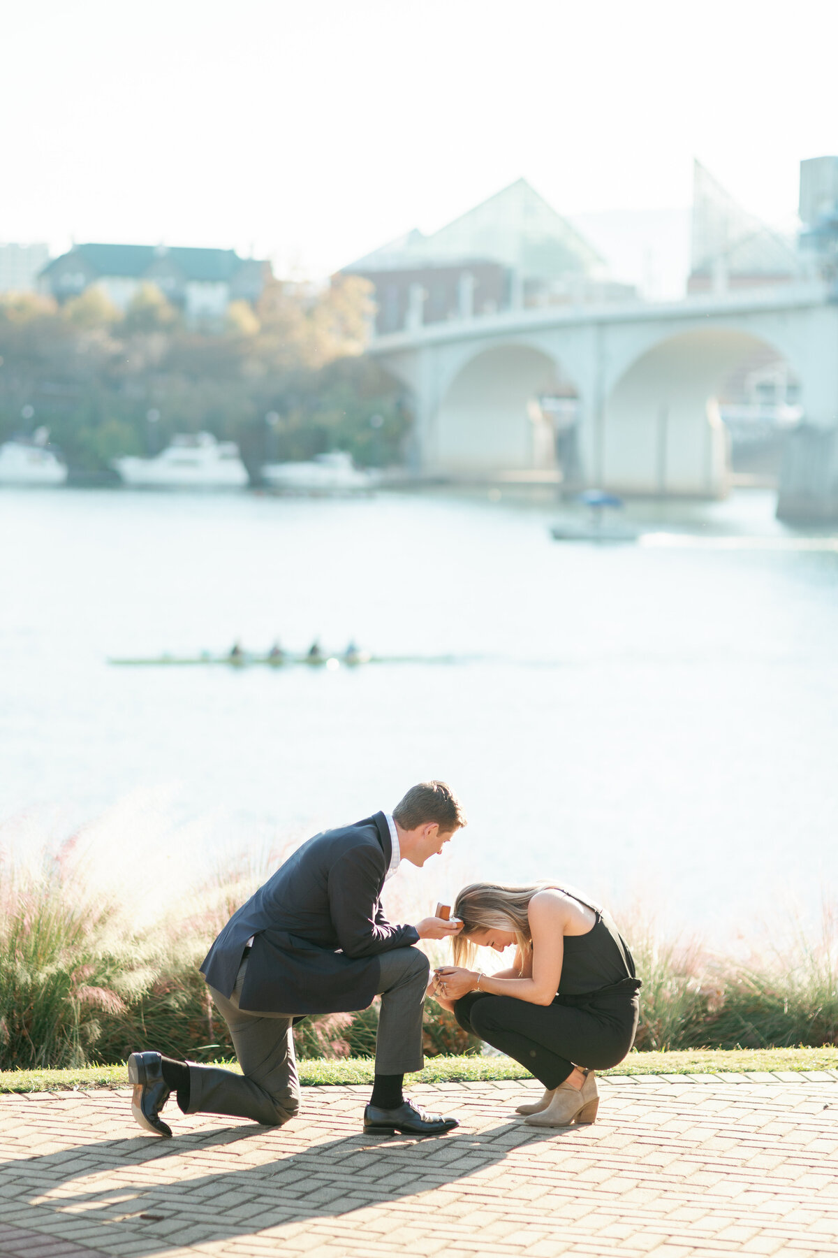 Wesley and Ellie Proposal - Coolidge Park, Chattanooga Tennessee - World Wide Engagement Photographer - Alaina René Photography-8