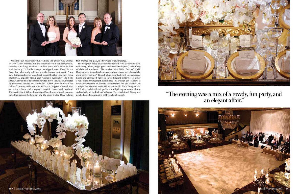 Always happy for our couples when their wedding is selected for publication, especially in Inside Weddings magazine, who we adore so much! Congrats to Carly and Adam for your wedding being featured in the Summer 2016 edition. A huge thank you to Randy Schuster & Associates who introduced us and planned this beautiful wedding, and to the talented designer, Rishi Patel and his team at HMR Designs who made this magic happen at the InterContinental Hotel in Chicago. Click here for a list of vendors.