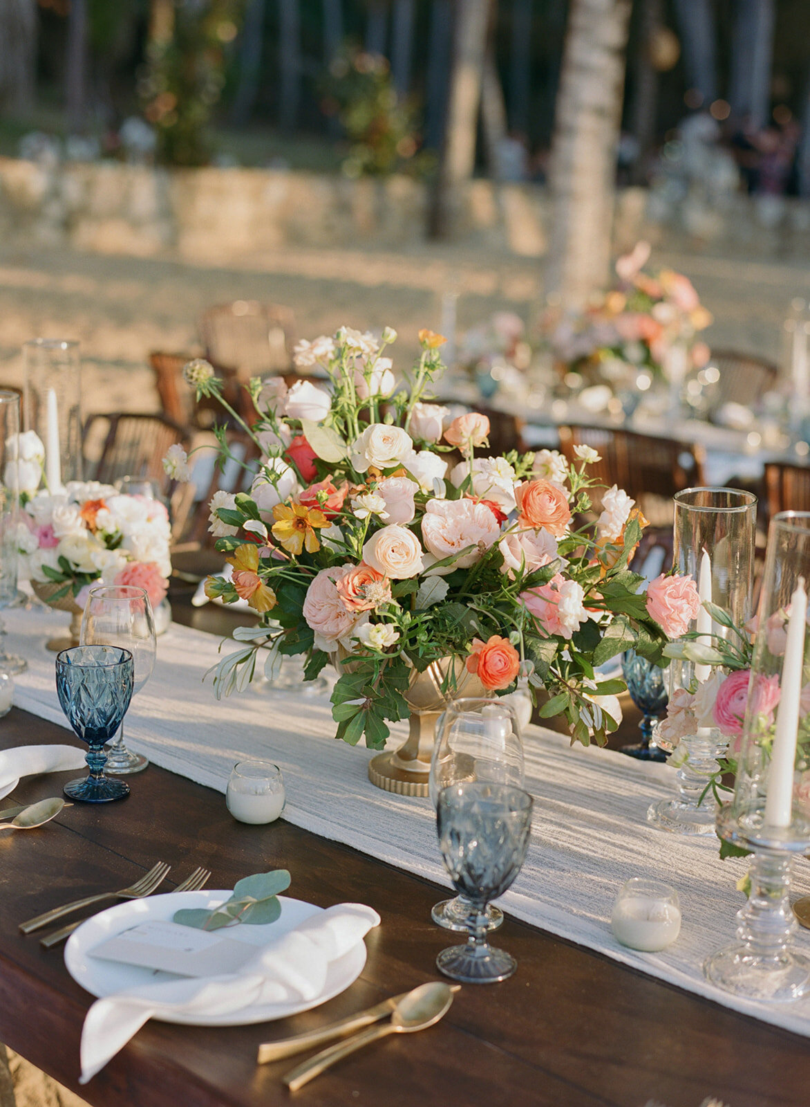 Table florals at Cabo wedding