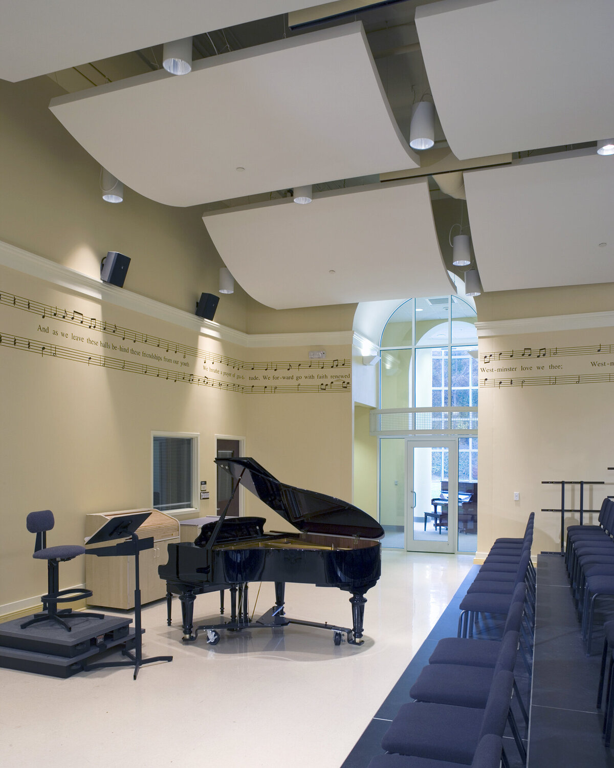 inside the choral music room at Westminster School