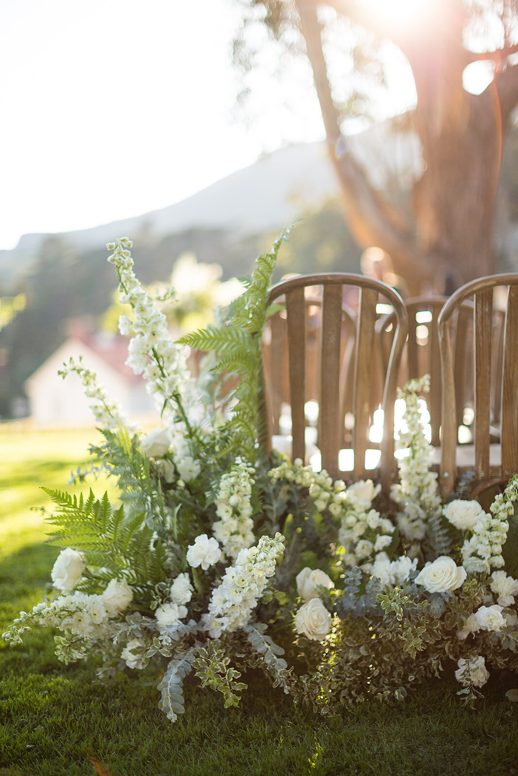 Cavallo Point wedding ceremony aisle flowers