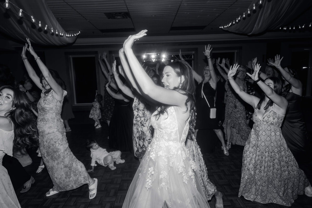 Wedding guests dancing at Oak Island Resort wedding, Nova Scotia