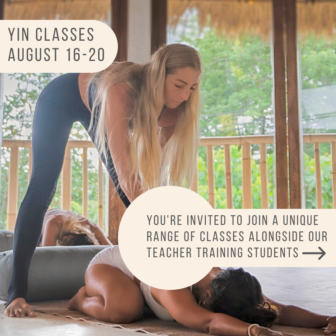 YinSide Yoga classes Bingin August 2023 - yoga classes during Yin Yoga Teacher Training Bali