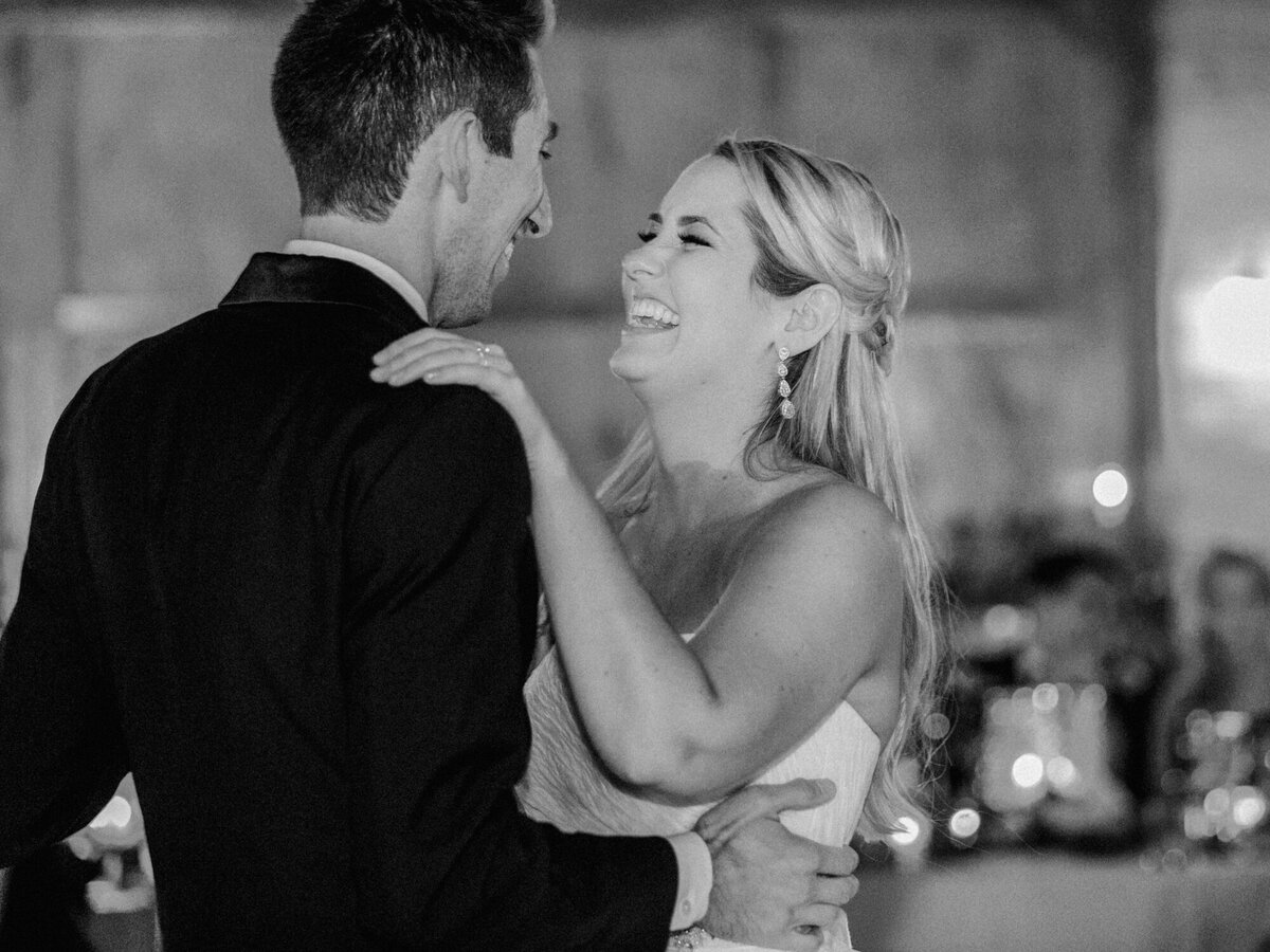 A happy moment during a first dance at Cafe Brauer