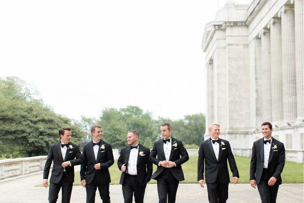 Groomsmen photo outside the Field Museum for a Luxury Chicago Outdoor Historic Wedding Venue.