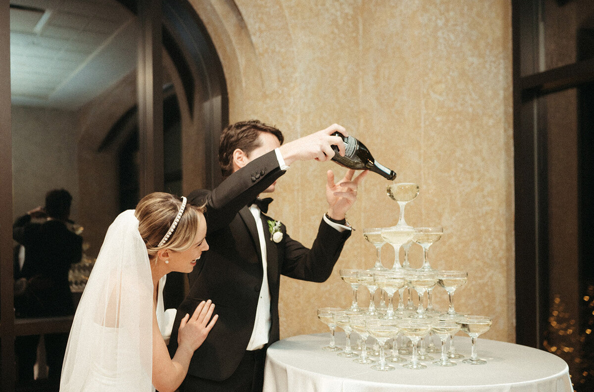 champagne-tower-pour-bride-groom-banff-springs-hotel