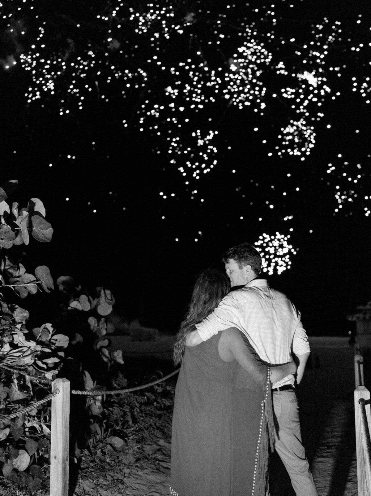 Miami Faena Wedding Fireworks BW