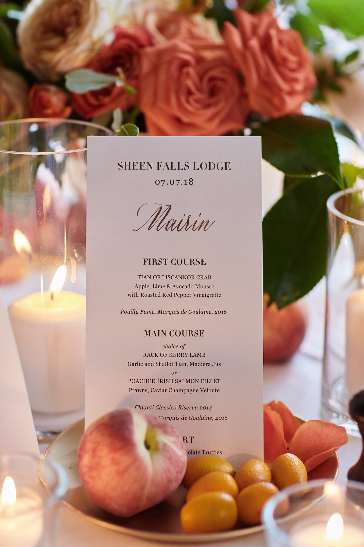 TTWD Wedding Menus Sheen Falls Lodge in Ireland