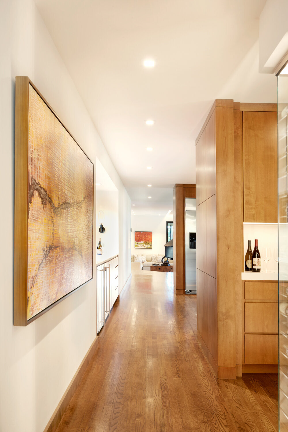 Panageries Residential Interior Design | Pacific NW Modern Dwelling Hallway with clear views of each part of the home
