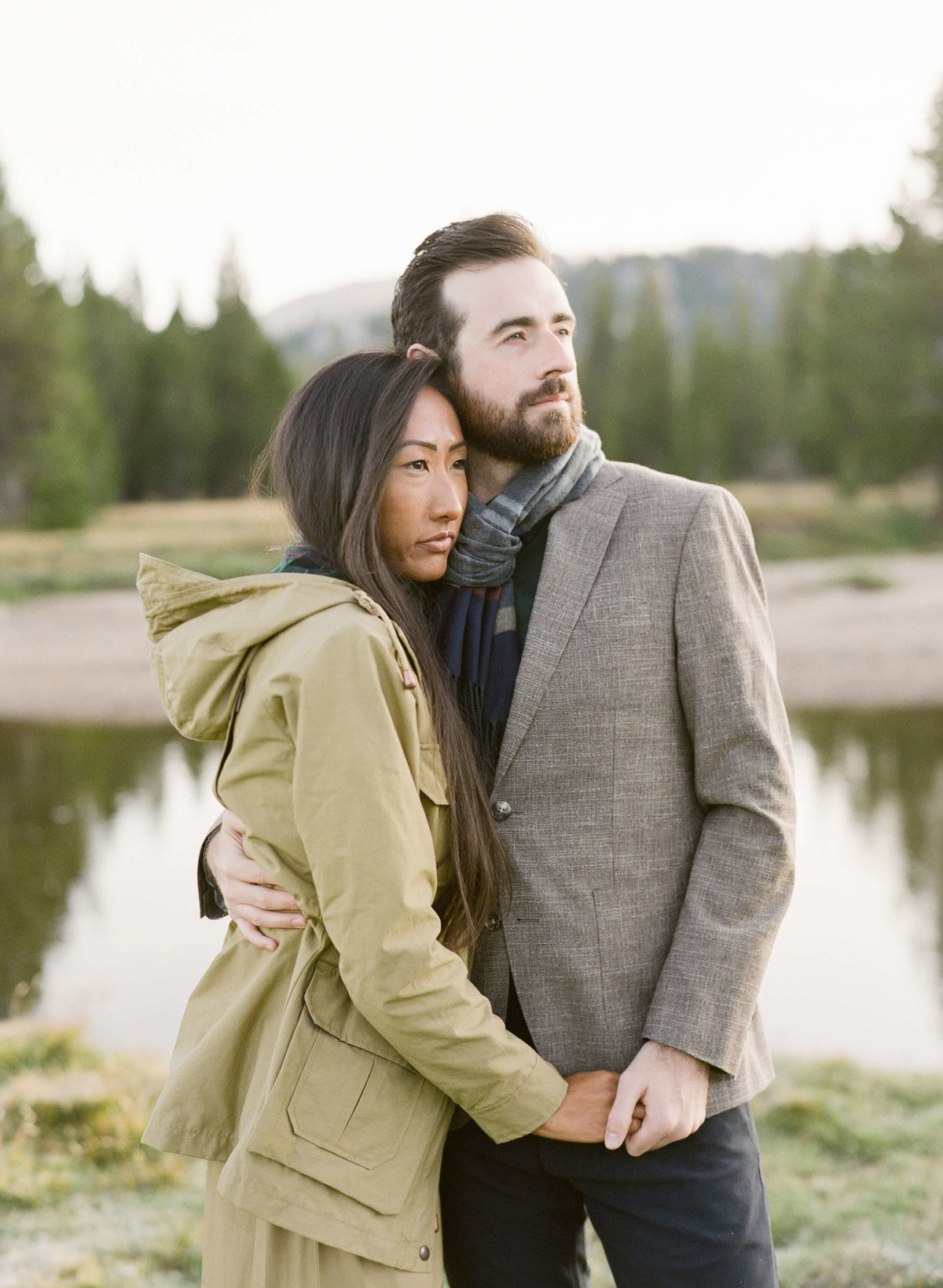 14-KTMerry-destination-engagement-photography-couple-hugging-Yosemite