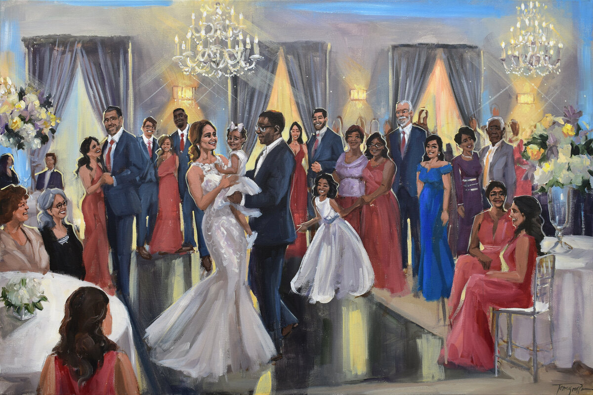 live wedding painting at The Pearl Room - Mr. Ed's Restaurant Group