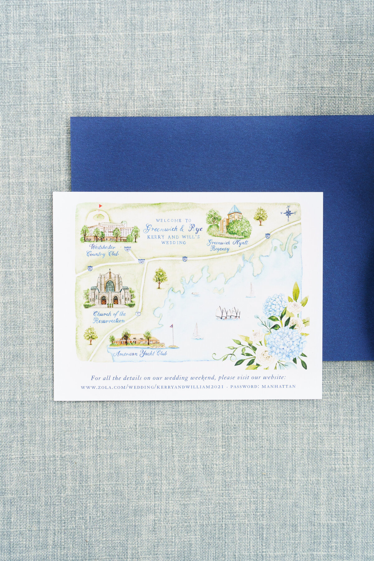 preppy watercolor wedding map