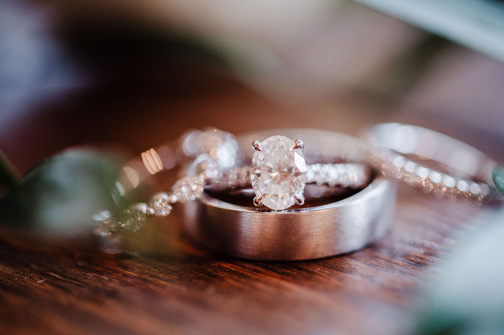 Close up shot of wedding rings.